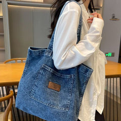 Washed Denim Shoulder Bag