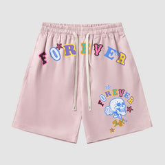 Hollow Head Letter Print Shorts