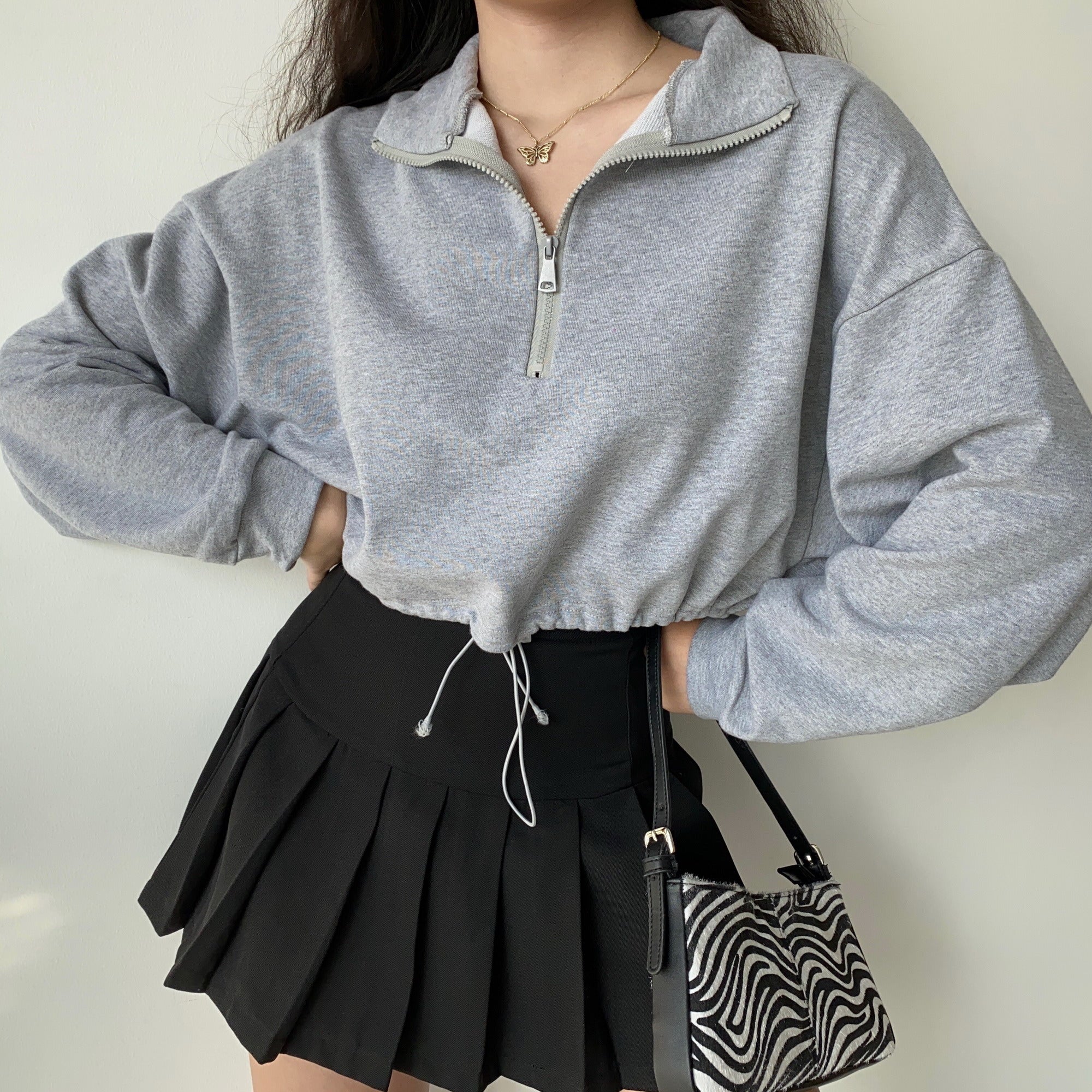 Basics Half Zip Drawstring Pullover