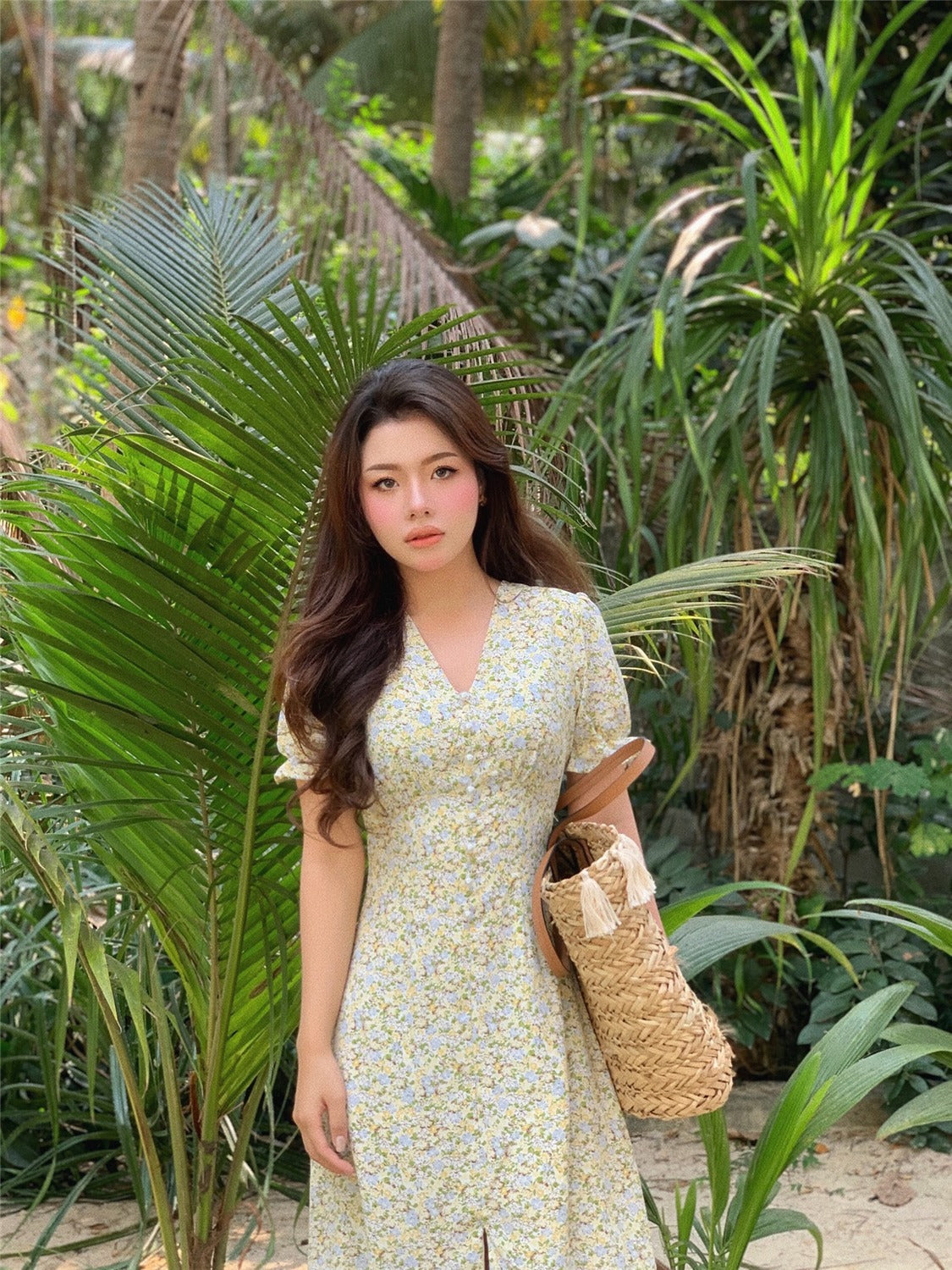 Bali Romance Pearl Midi Dress ~ HANDMADE