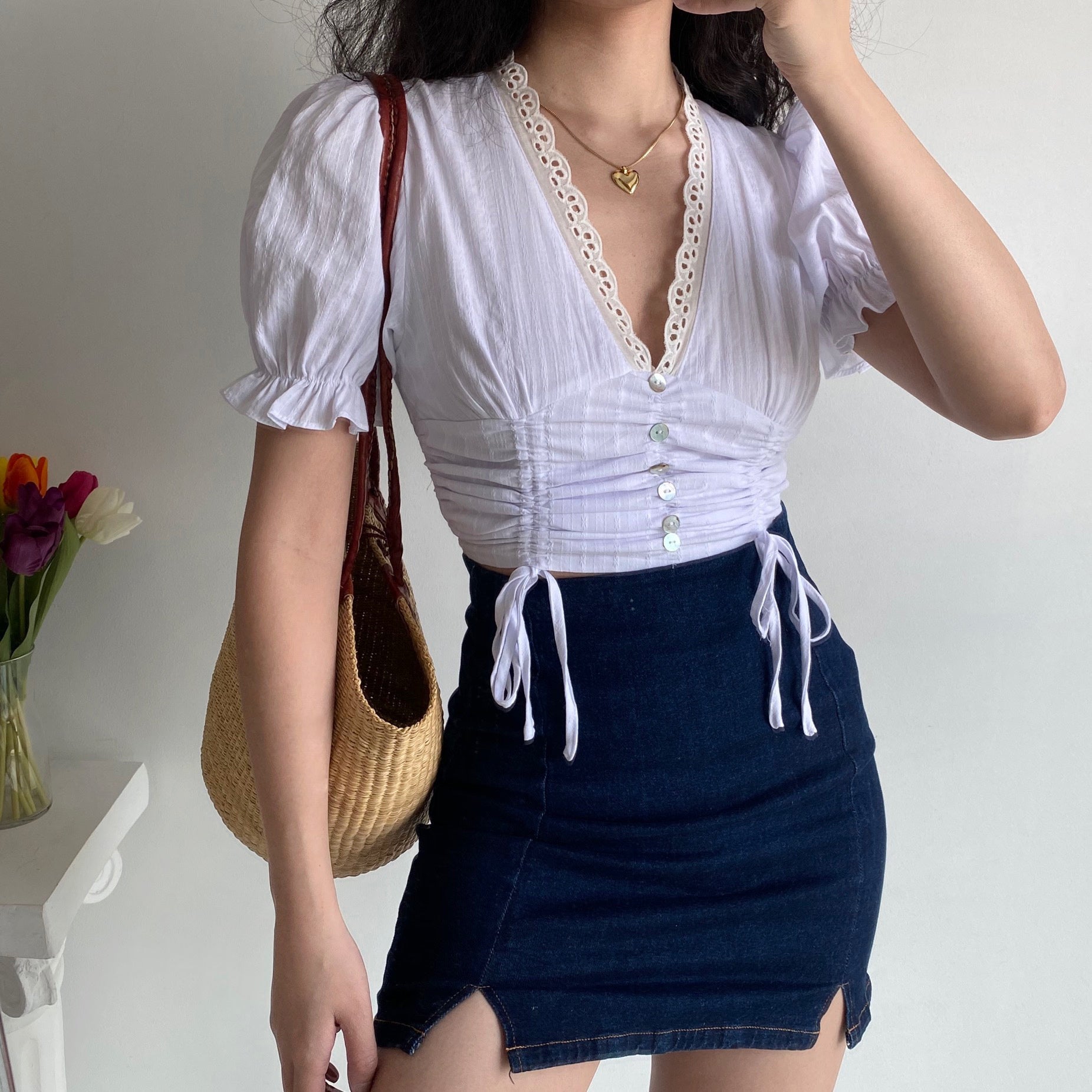 Antique Finds Lace Drawstring Shirt