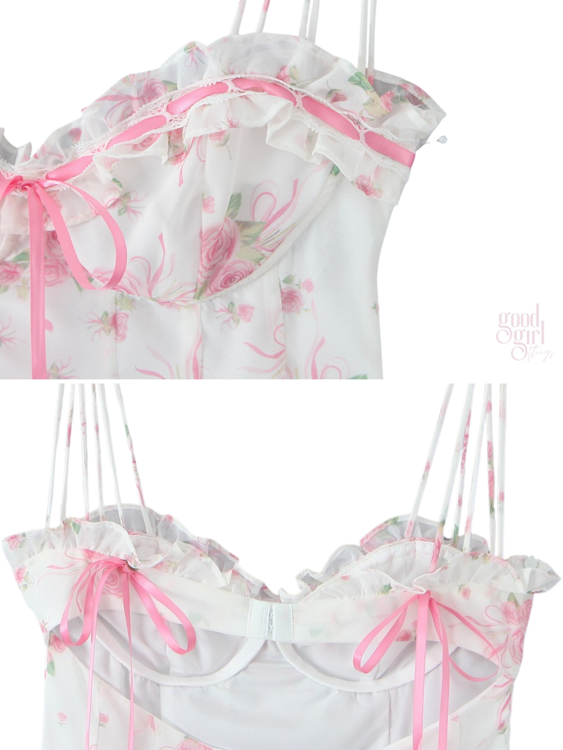 Inara Pink Rose Floral Sheer Mini Dress