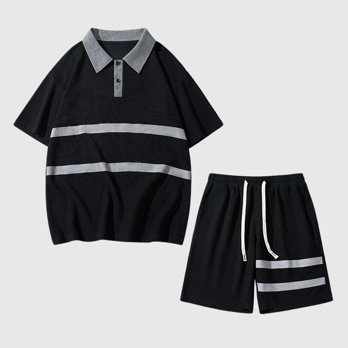 Classic Striped Knit Polo Set