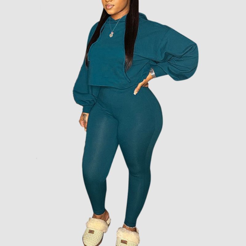 Loose Short Hoodies & Bodycon Pant set