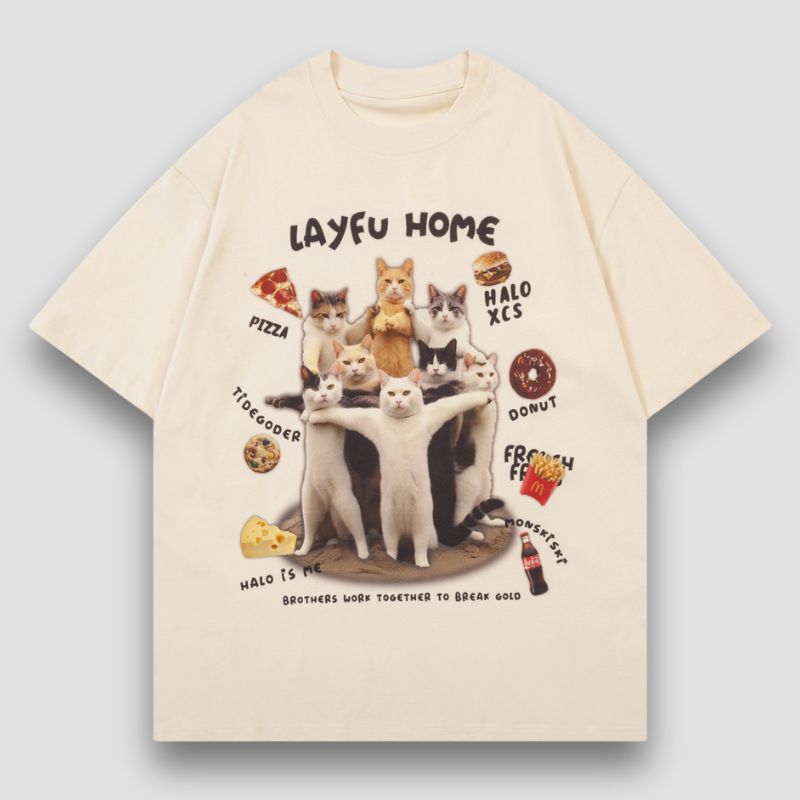 Creative Spoof Cat Print T-shirt