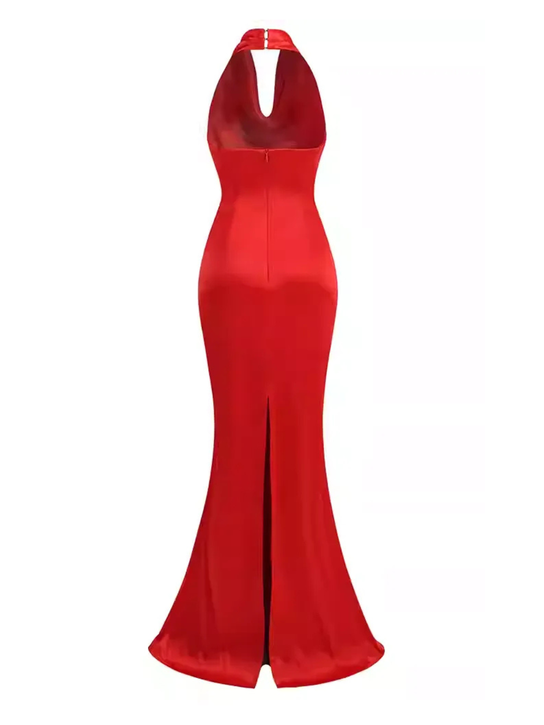 Scarlet Drape Halter Gown