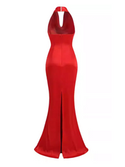Scarlet Drape Halter Gown