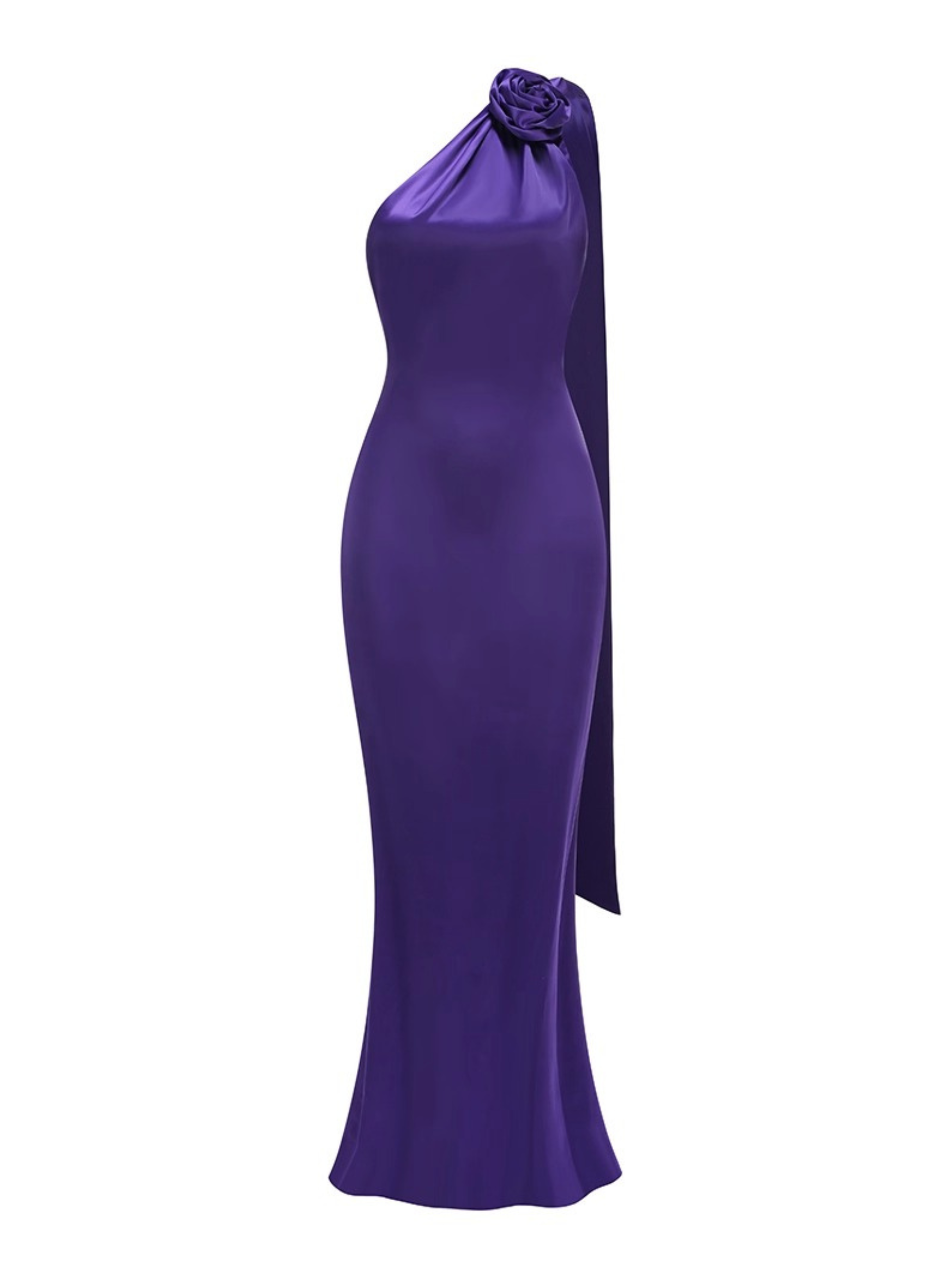 Maria One-Shoulder Satin Rose Gown