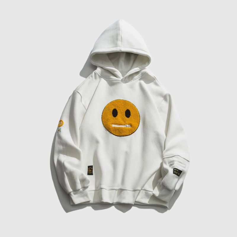 Street Style Smiley Face Patchwork Hoodie