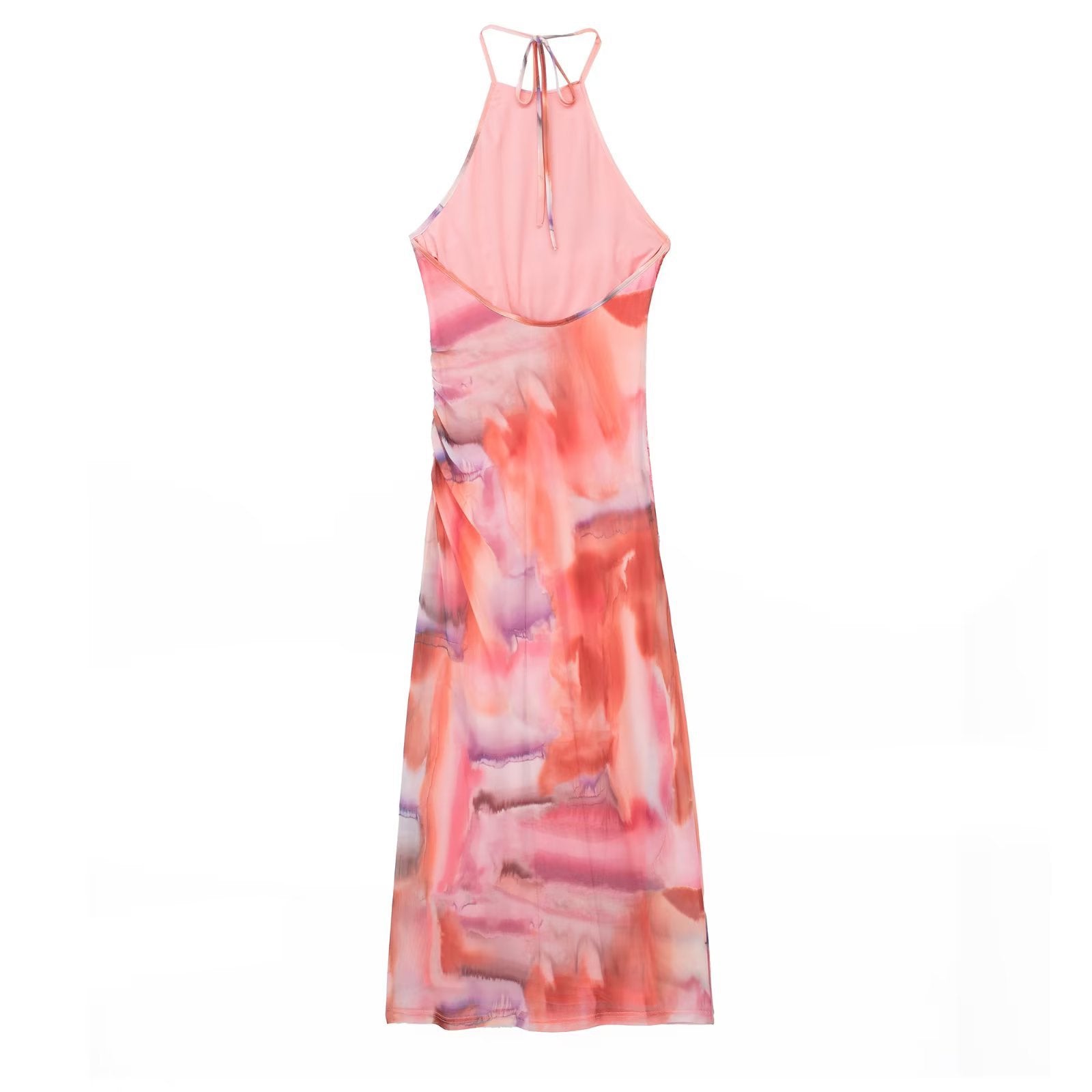 Ombre Halter Neck Ruched Midi Dress