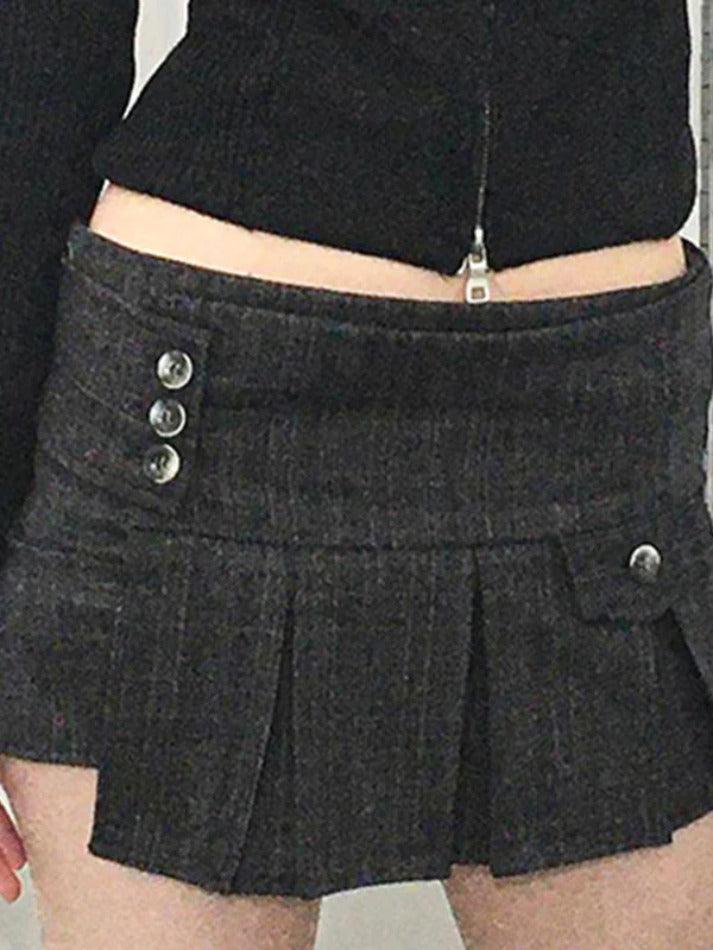 Irregular Hem Slimming Multiple Buttons Mini Skirt