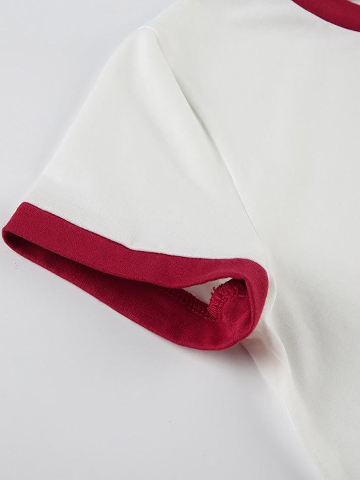 Contrast Letter Print Round Neck Tee