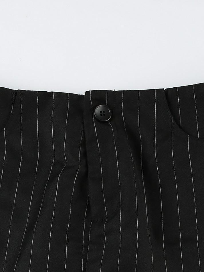 Black Striped Low Waisted Halter Skirt