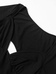 Solid Splice Cutout Backless Long Sleeve Tee