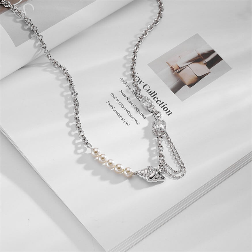 Ins Style Pearl Stitching Necklace