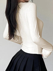 Bow Splice U Neck Long Sleeve Tee