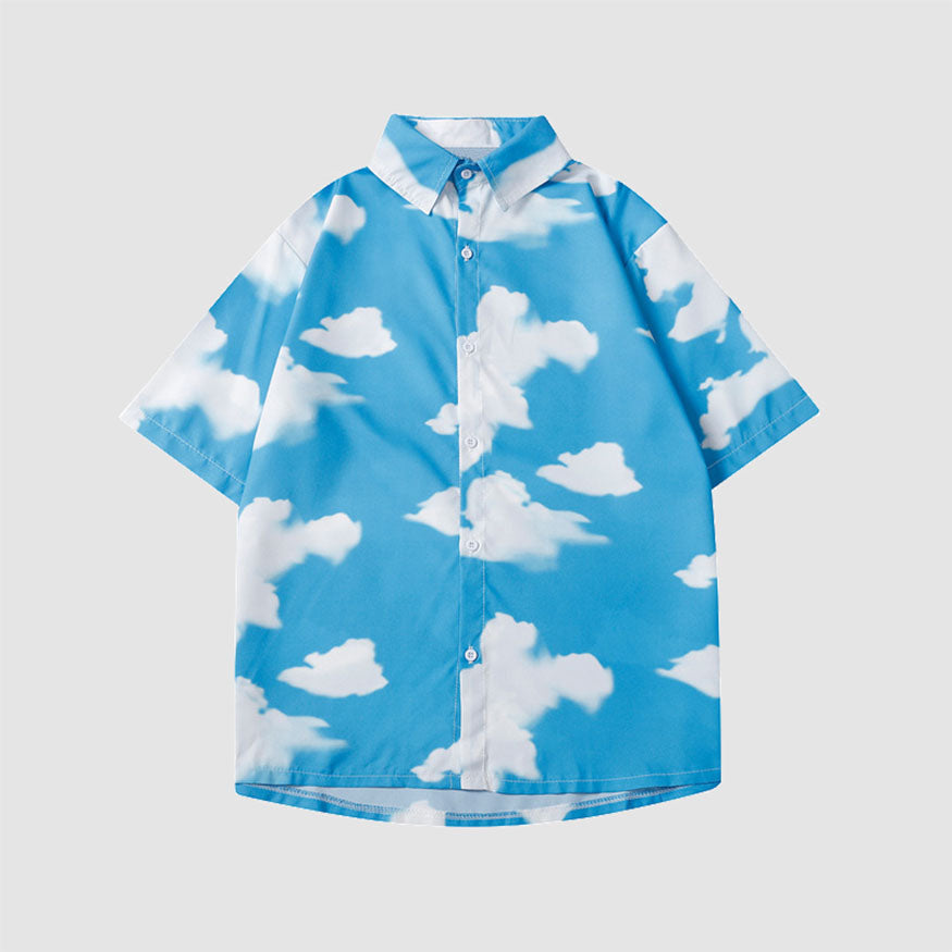 Two Piece Cloud Print Shirt + Shorts