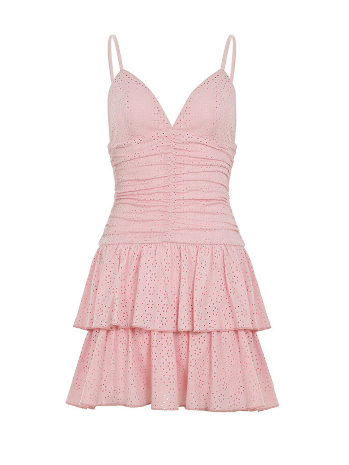 Miarose Eyelet Ruffle Mini Dress