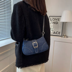 Denim Shoulder Baguette Bag