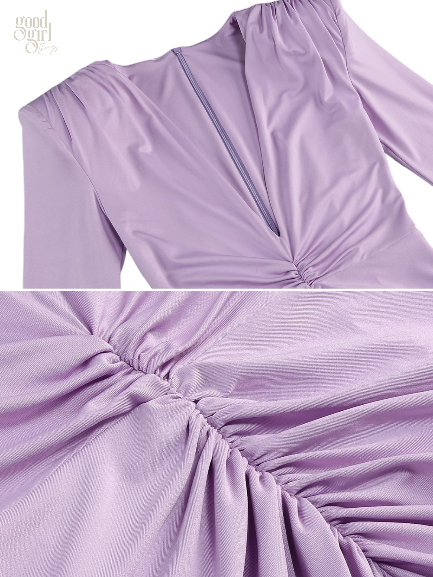 Mya Long Sleeve Ruched Maxi Gown