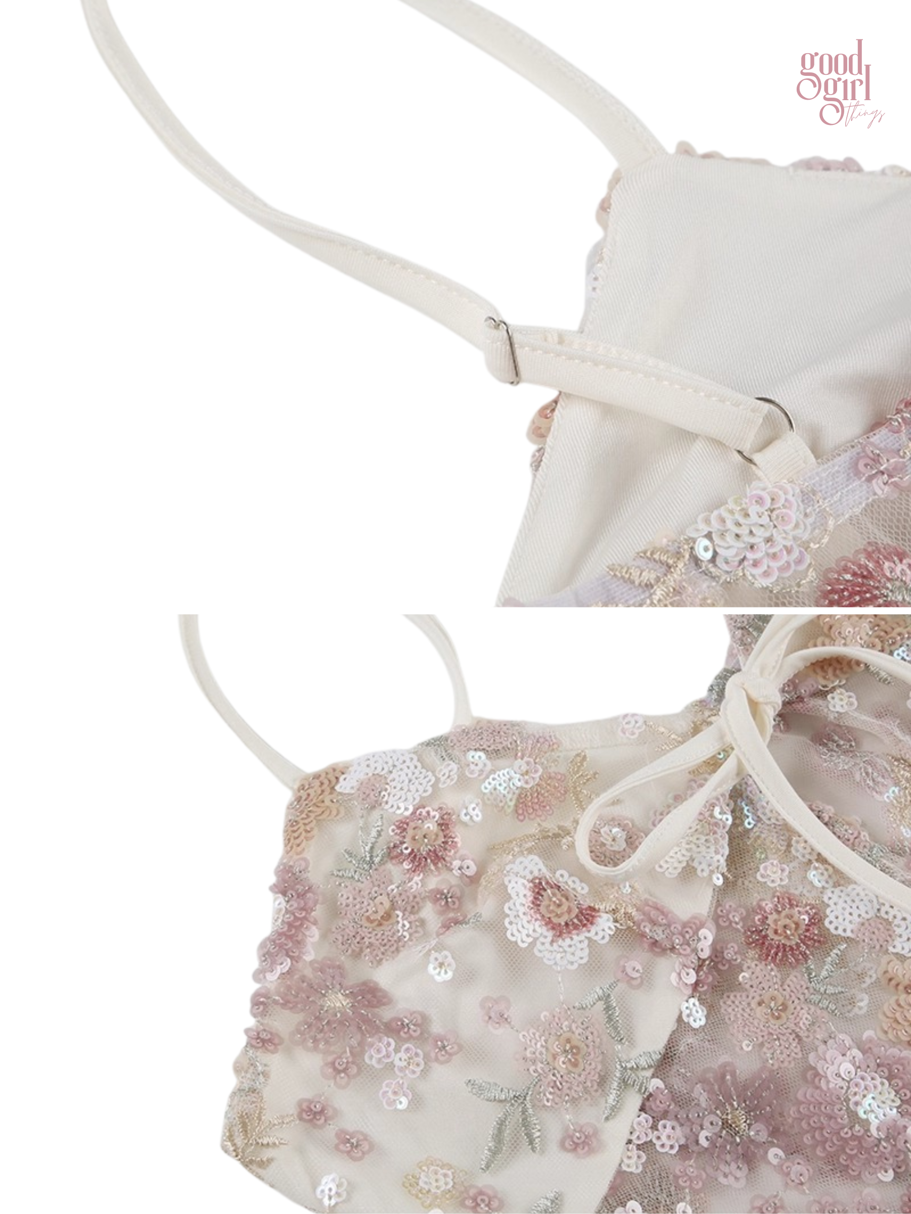 Lindy Floral Embroidered Mesh Tie Top
