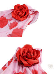 Gemma One-Shoulder Rose Print Midi Dress
