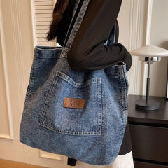 Washed Denim Shoulder Bag