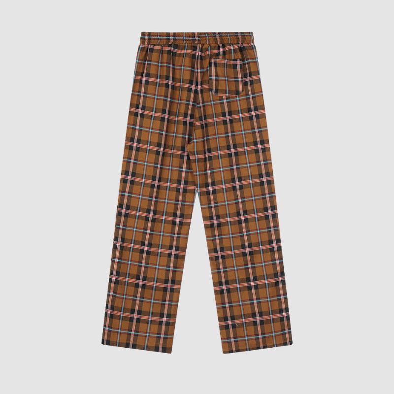 Drawstring Plaid Casual Pants