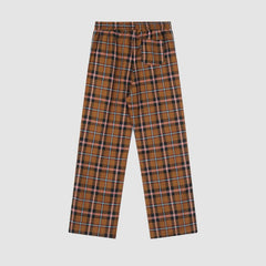 Drawstring Plaid Casual Pants