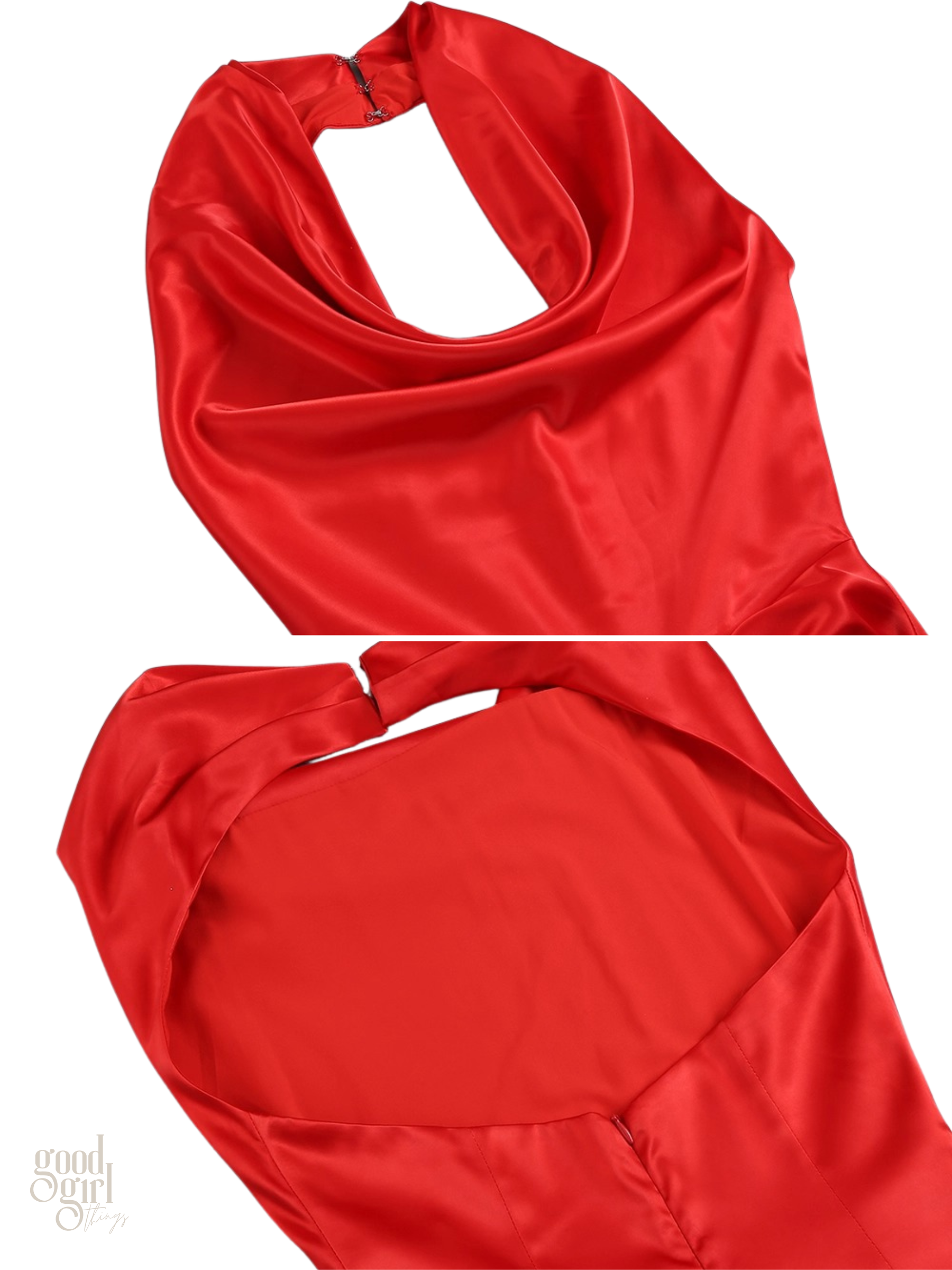 Scarlet Drape Halter Gown