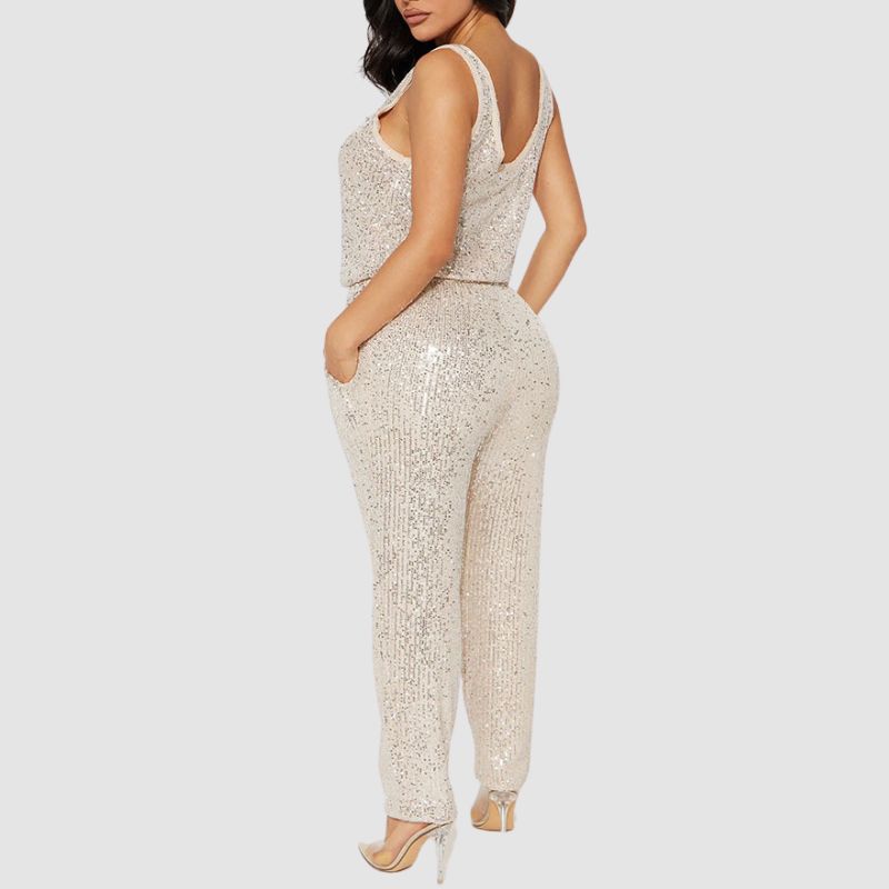 Sleeveless Sequins Jumpsuits