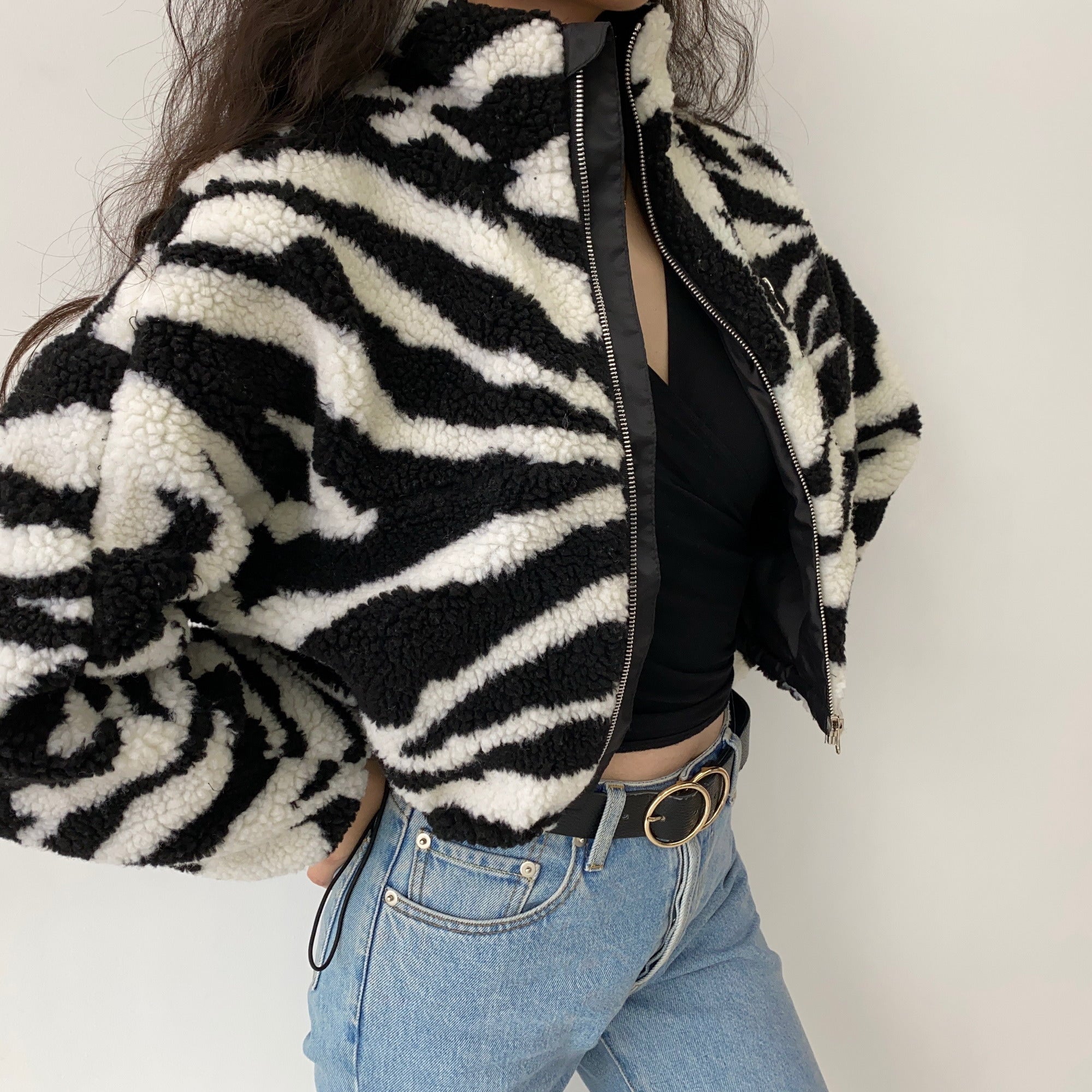 Trend Setter Lambswool Coat // Zebra