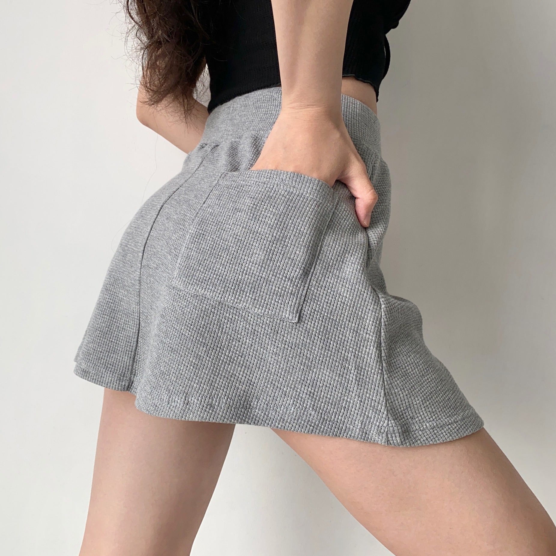 Waffle Drawstring Skirt