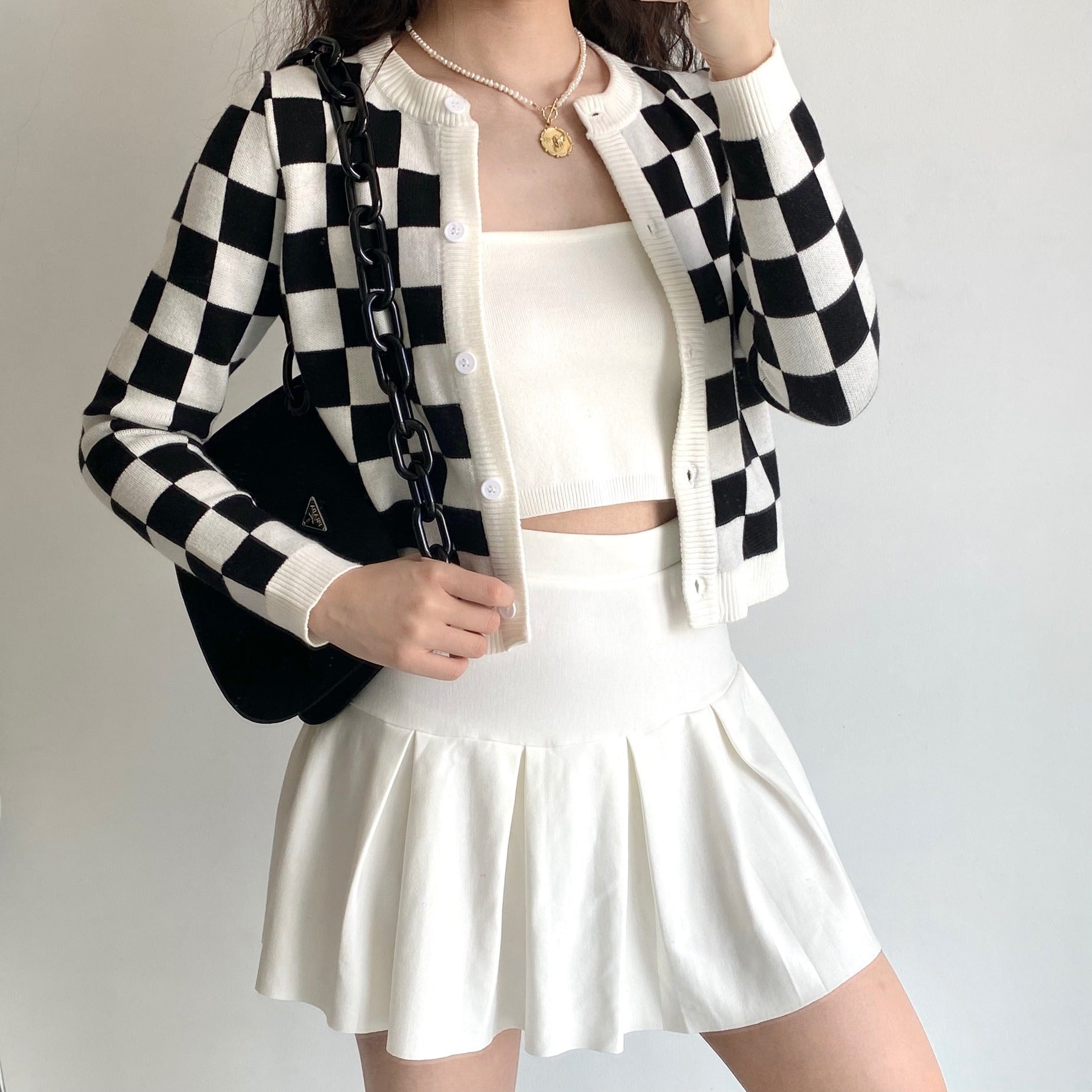 Checker Board Cardi-Cami Set