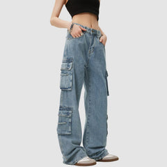 Vintage Straight Leg Patch Pocket Jeans