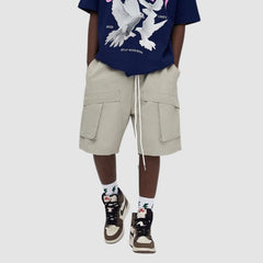 Pocket Patch Drawstring Cargo Shorts