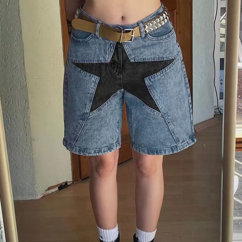 Contrast Star Patch Jorts