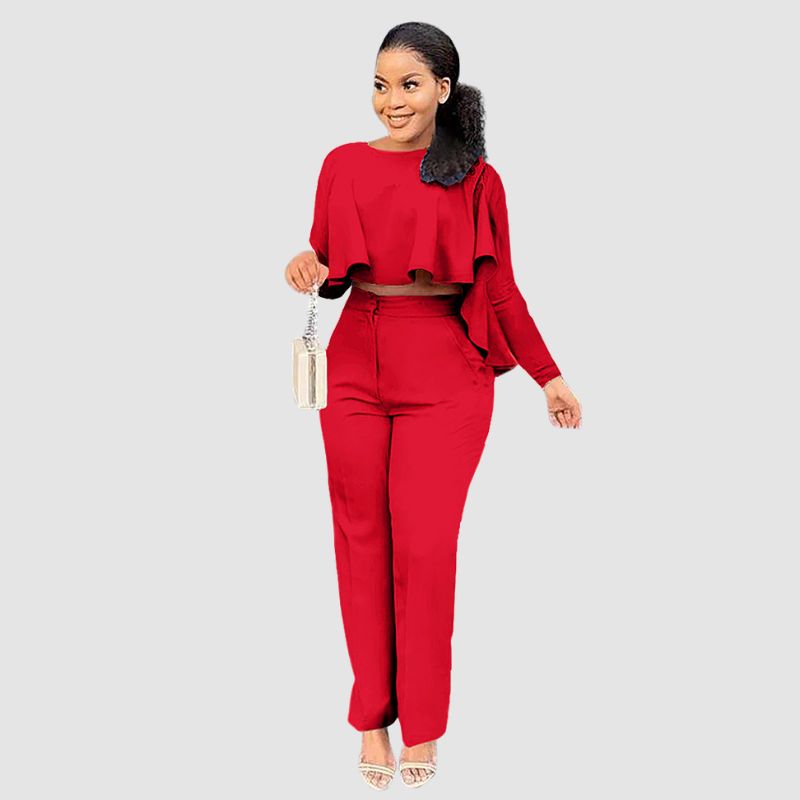 Ruffle Top & Straight Leg Pants set