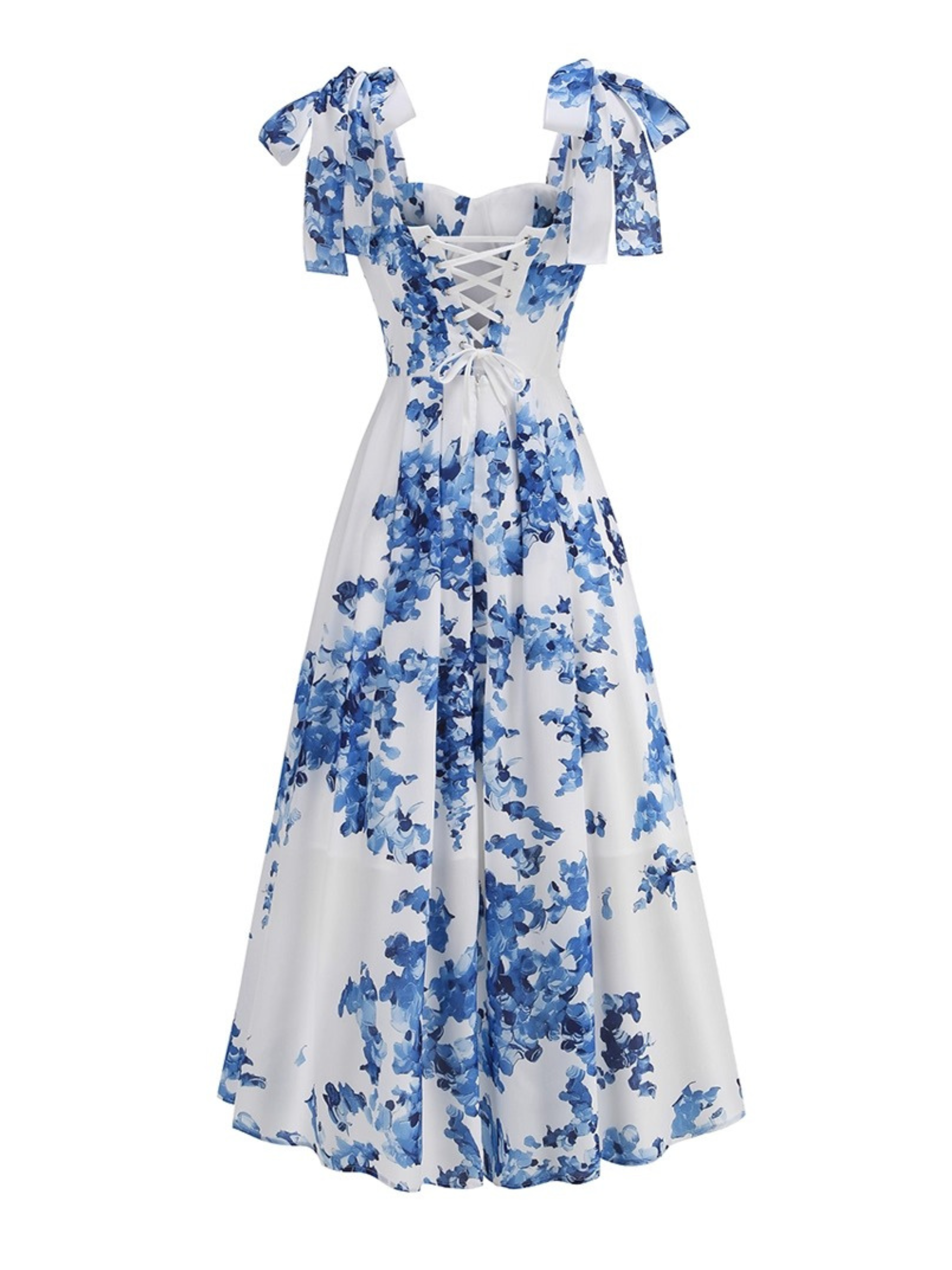 Nina Bow Strap Floral Midi Dress