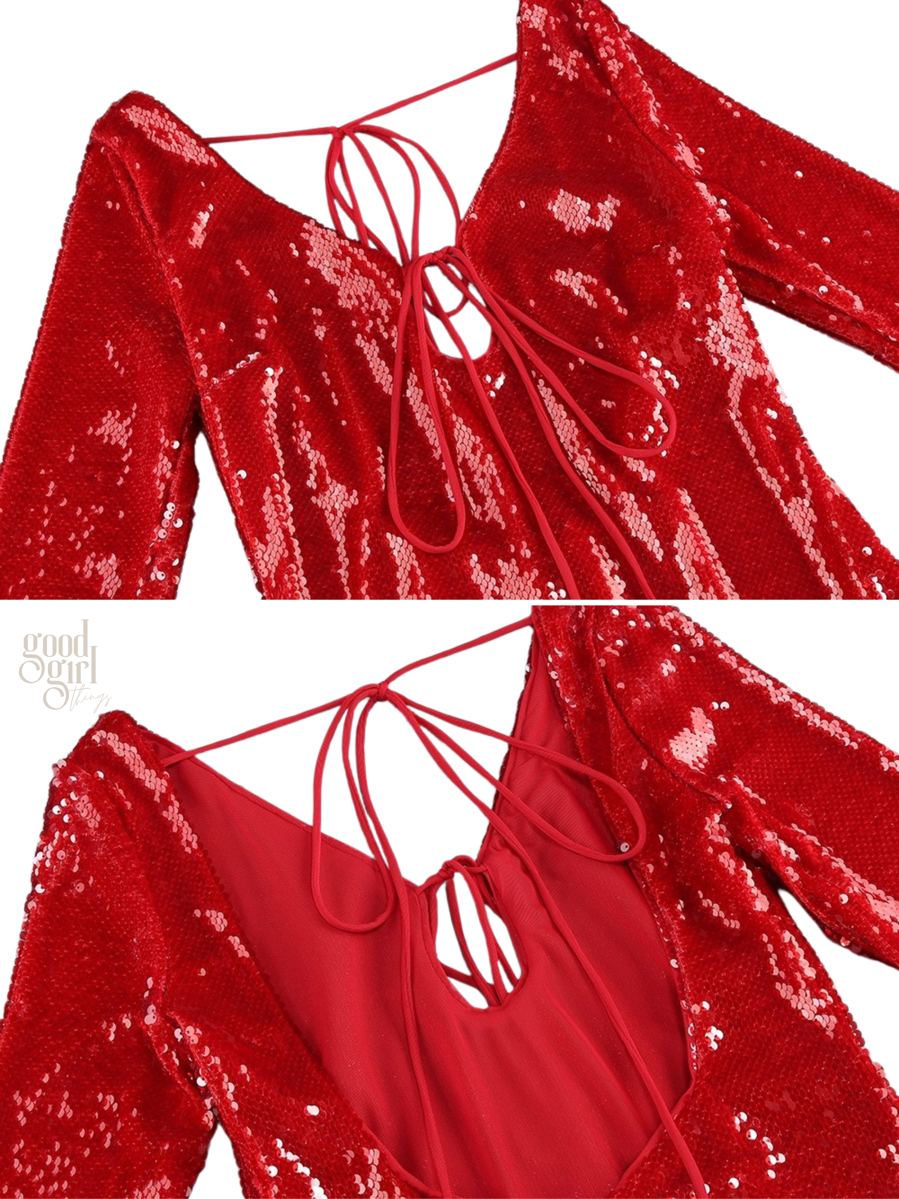 Ruby Sequin Tie-Front Dress