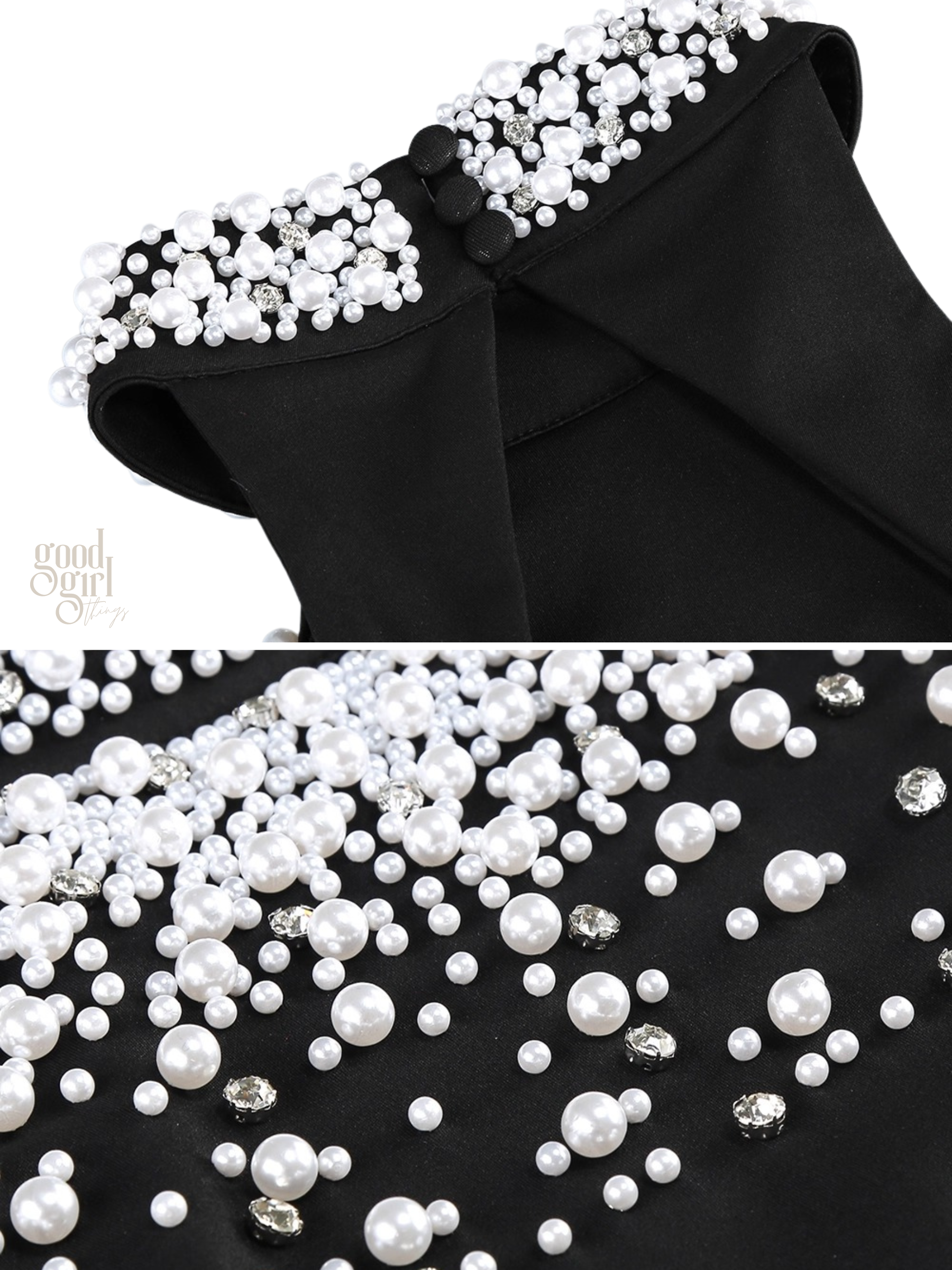 Sylvie Pearl Embellished High Neck Mermaid Gown