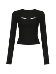 Cutout Lace Splice Long Sleeve Tee
