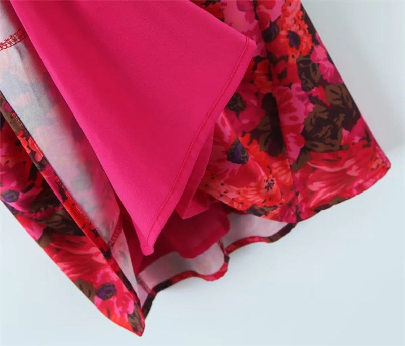 Pink Floral Strapy Mini Dress