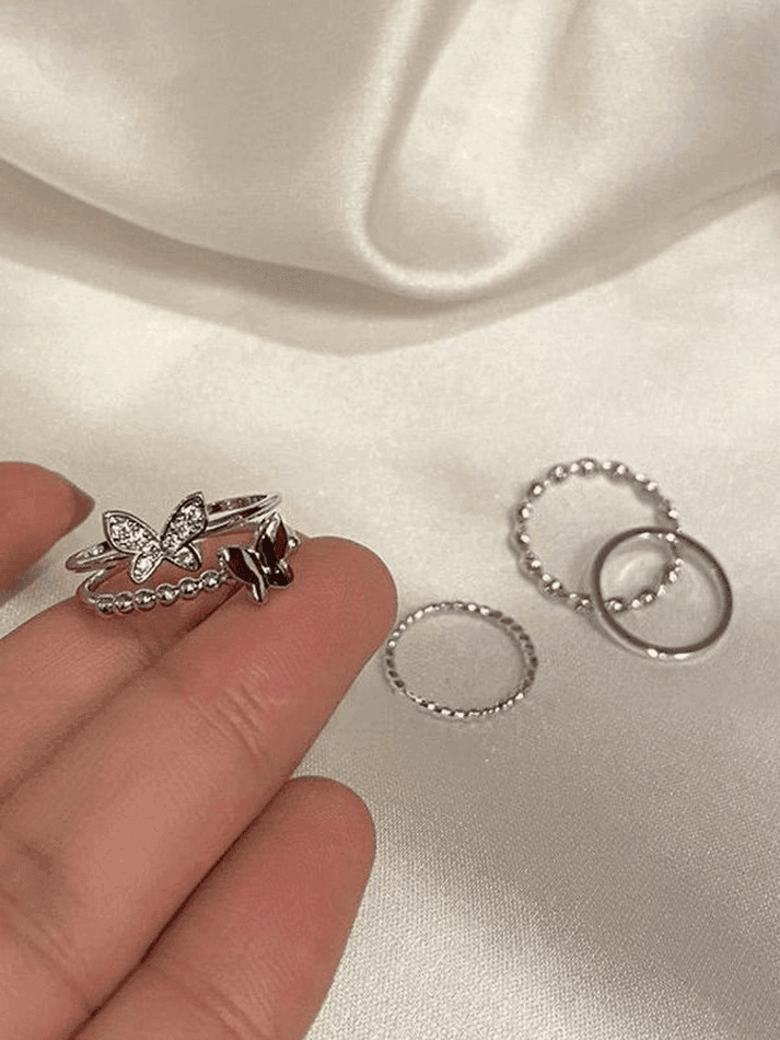 4pcs Butterfly Decor Simple Ring