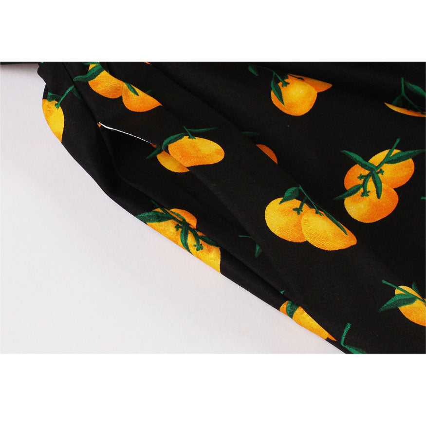 Vintage Fruit Print Midi Dress