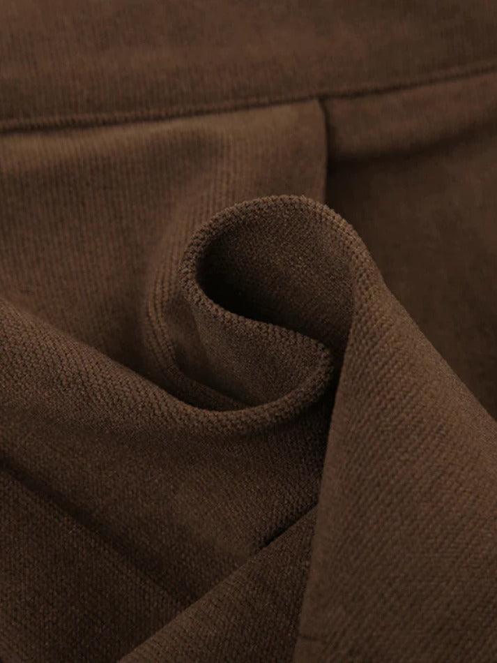 Vintage Brown Corduroy Belted Pleated Mini Skirt