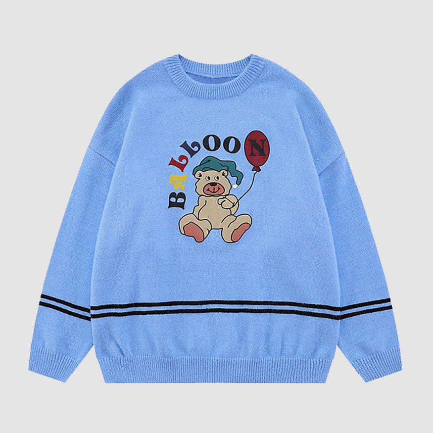 Balloon & Bear Pattern Knit Sweater