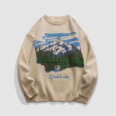 Landscape Painting Crew Neck Sweater