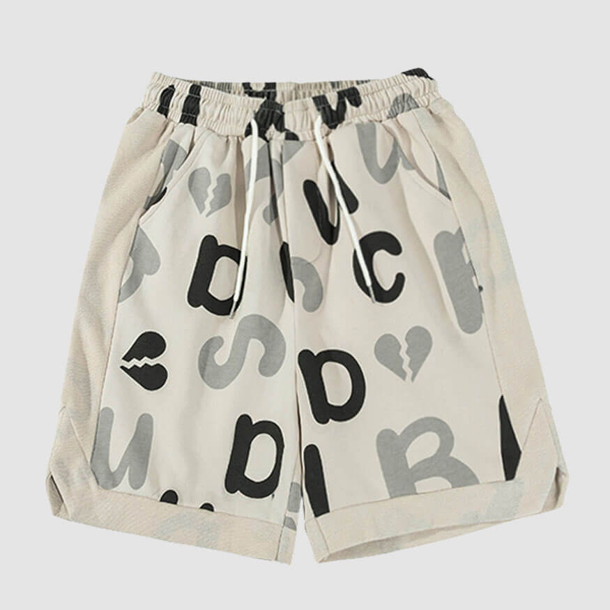 Letter Print Drawstring Sport Shorts