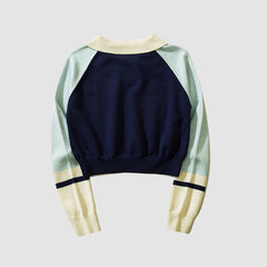 Turndown Collar Letter Print Cropped Sweater